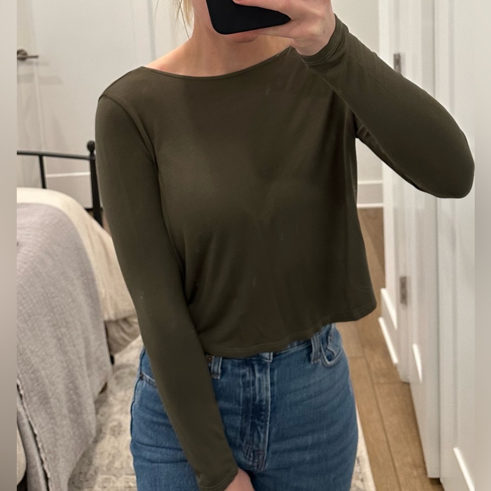Lulus Off the Shoulder Olive Green Top Small